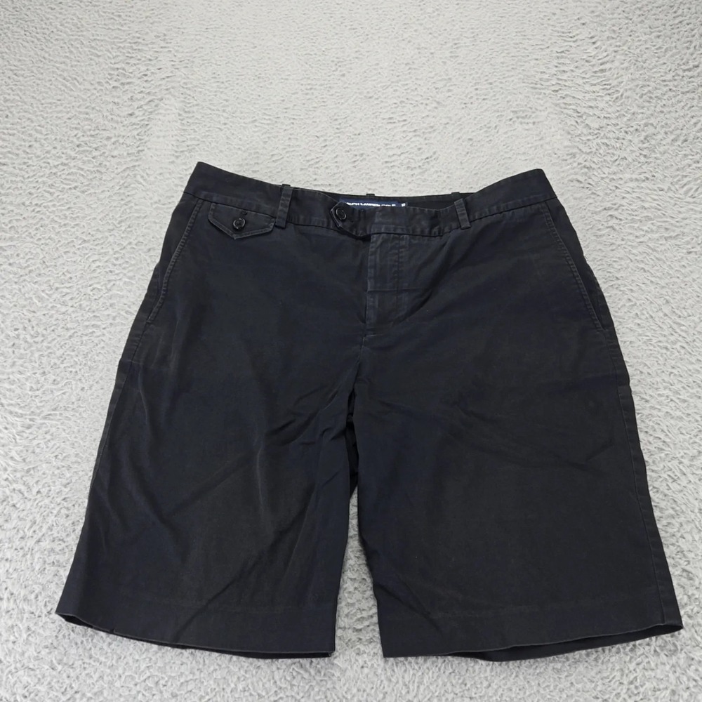 Ralph Lauren Golf‎ Shorts Womens 10 Black Chino Flat Front Classic Fit Mid Rise